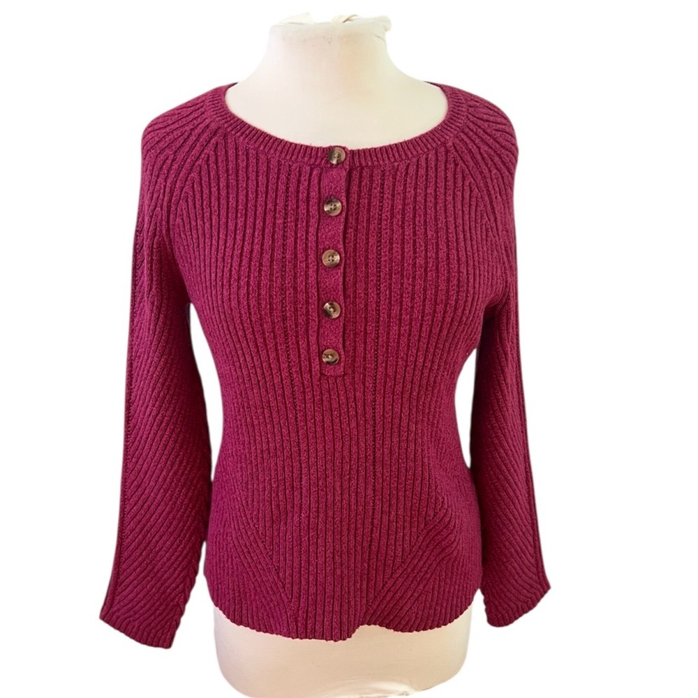 Sundance Birdie Henley Ribbed Sweater - Medium